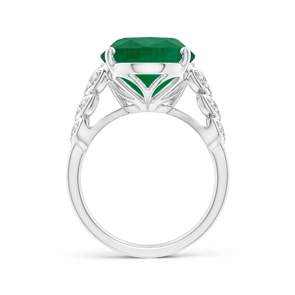 14.03x11.21x7.11mm A GIA Certified Emerald Ring with Diamond Leaf Motifs in 18K White Gold Side 399