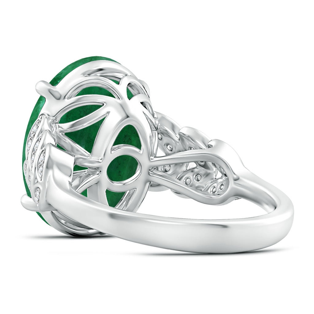 14.03x11.21x7.11mm A GIA Certified Emerald Ring with Diamond Leaf Motifs in 18K White Gold Side 499