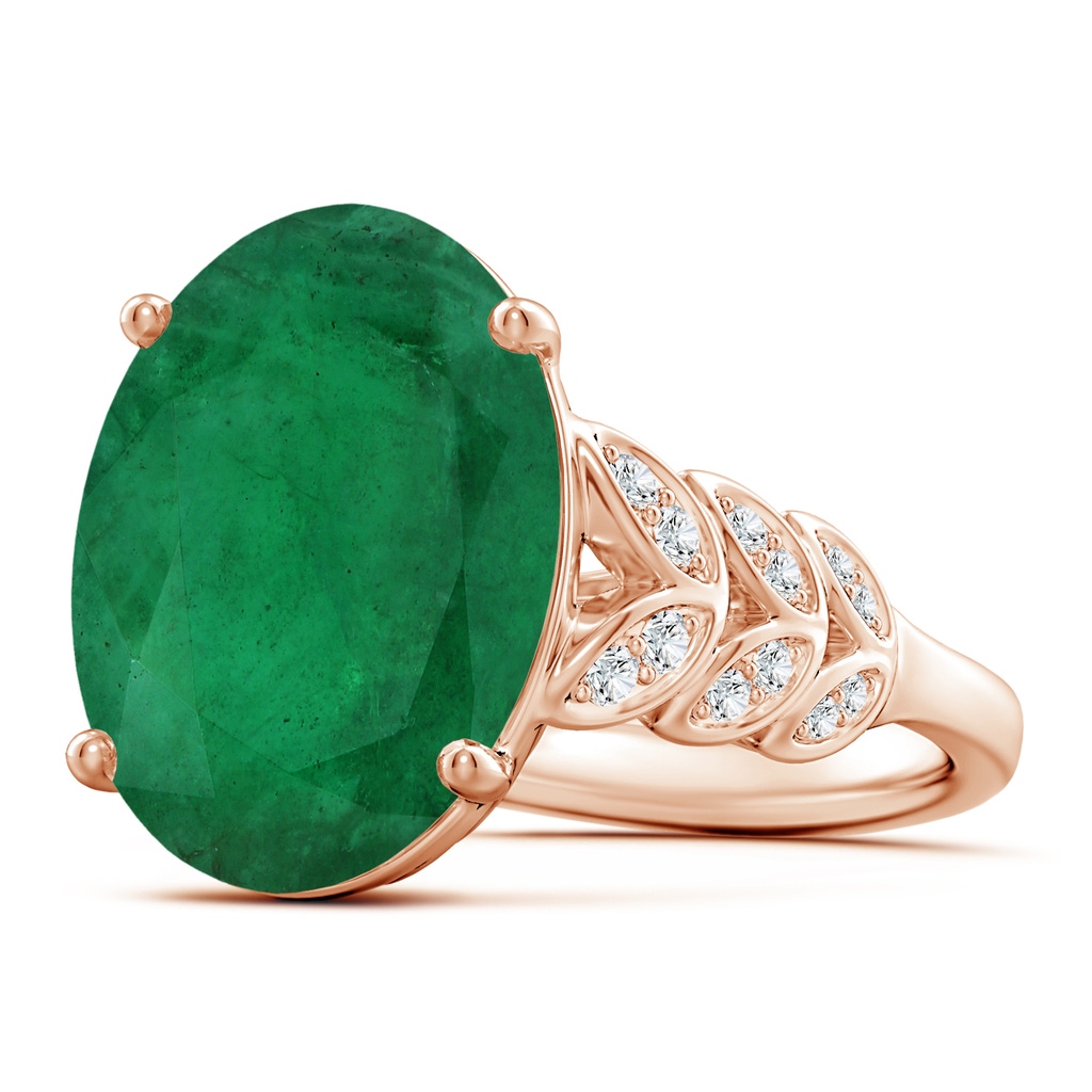 14.03x11.21x7.11mm A GIA Certified Emerald Ring with Diamond Leaf Motifs in Rose Gold Side 199