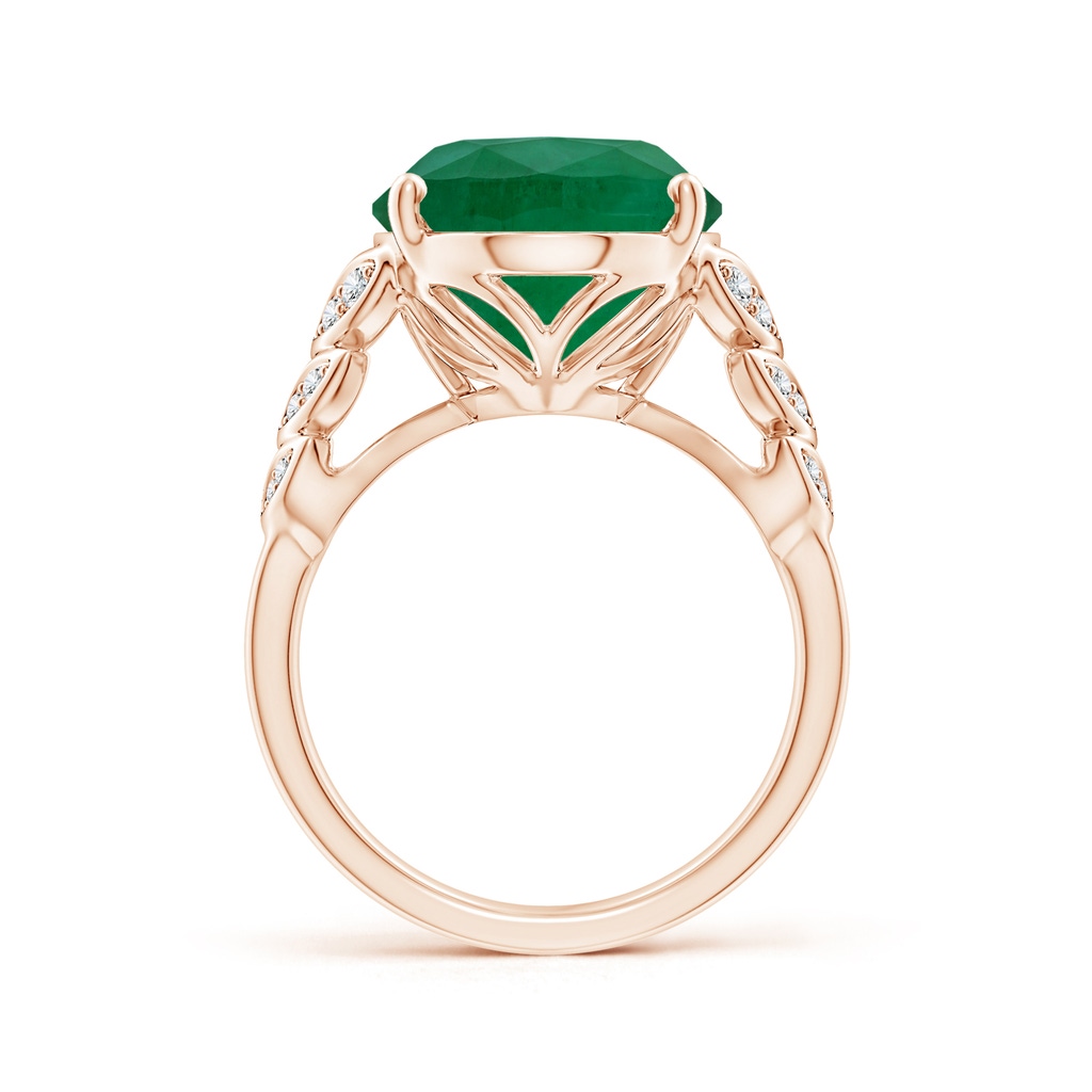 14.03x11.21x7.11mm A GIA Certified Emerald Ring with Diamond Leaf Motifs in Rose Gold Side 399
