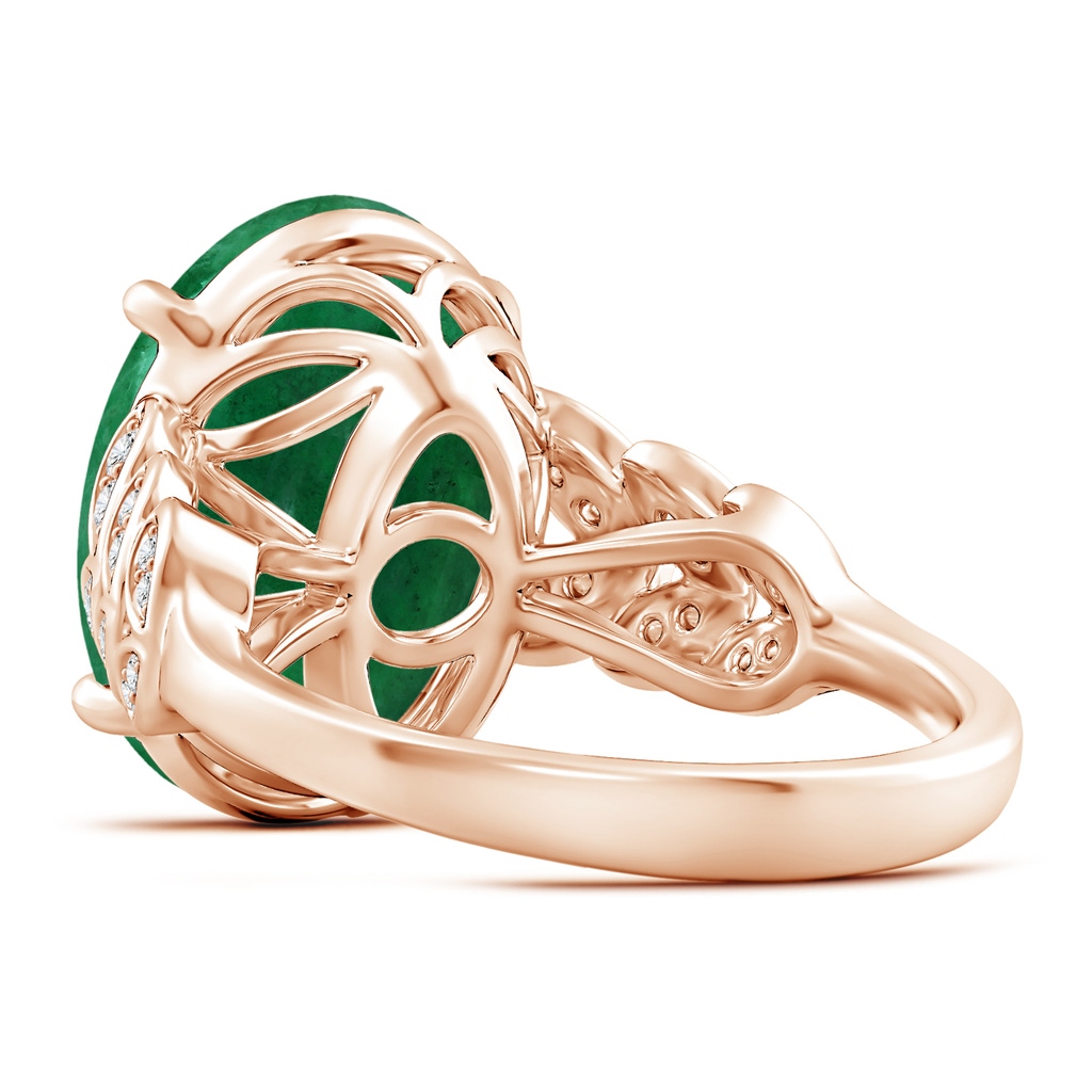 14.03x11.21x7.11mm A GIA Certified Emerald Ring with Diamond Leaf Motifs in Rose Gold Side 499