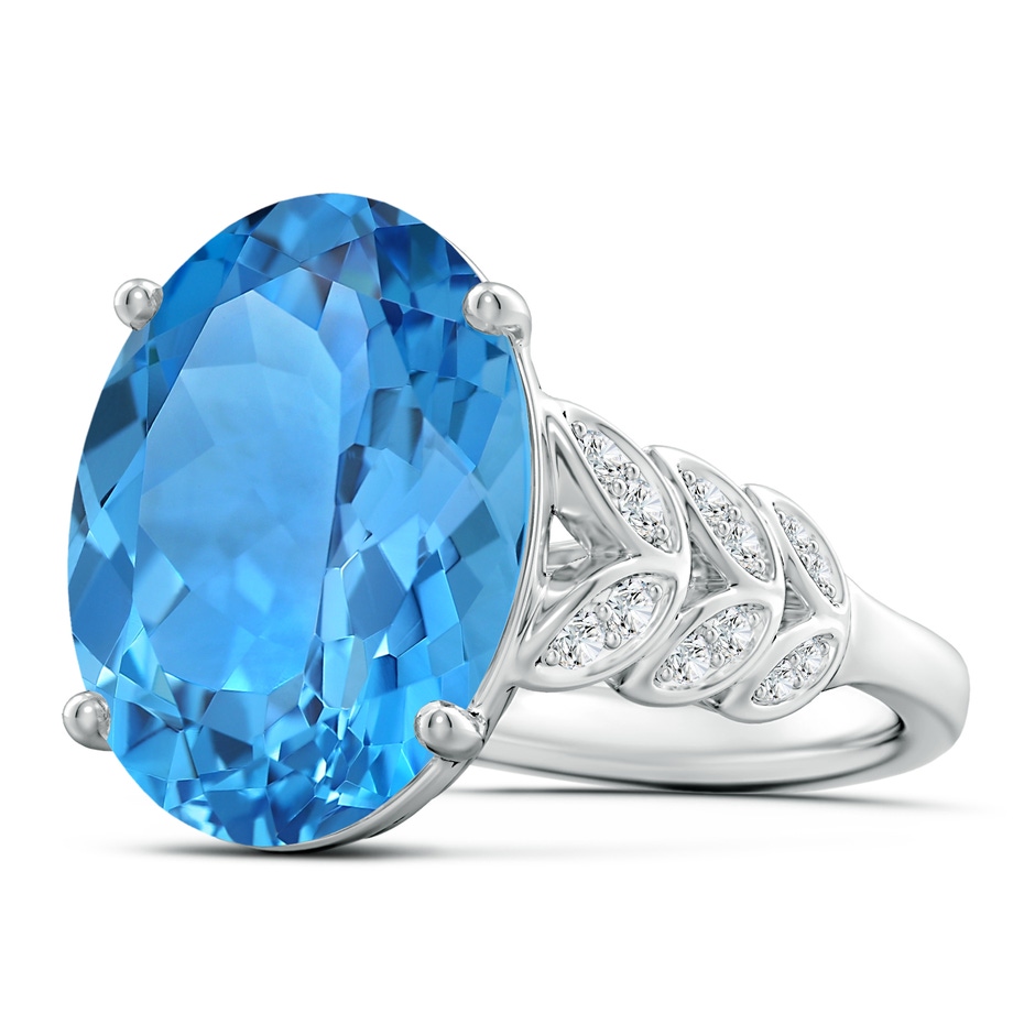 16.11x12.08x7.63mm AAAA GIA Certified Swiss Blue Topaz Ring with Diamond Leaf Motifs in White Gold Side 199