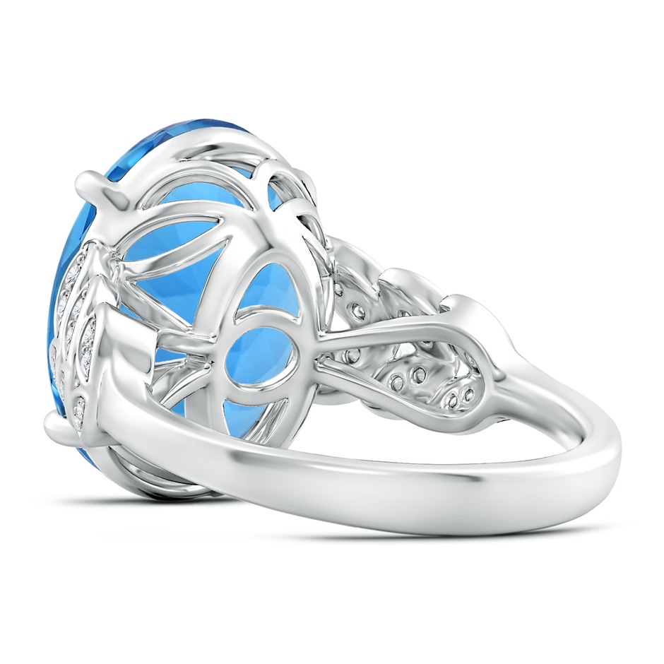 16.11x12.08x7.63mm AAAA GIA Certified Swiss Blue Topaz Ring with Diamond Leaf Motifs in White Gold Side 499