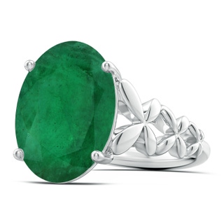 14.03x11.21x7.11mm A GIA Certified Oval Emerald Butterfly Cocktail Ring in 18K White Gold