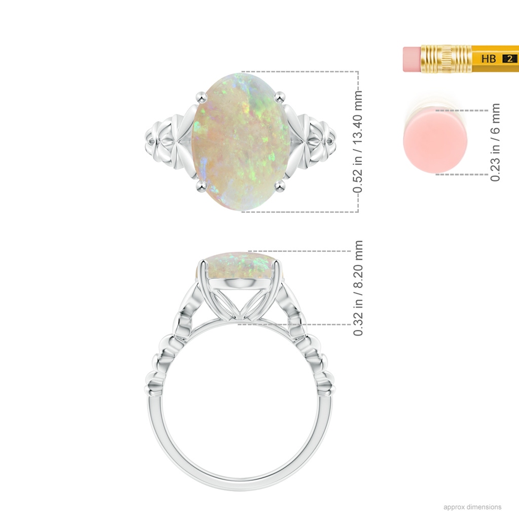 13.46x8.31x4.12mm AAA GIA Certified Oval Opal Butterfly Cocktail Ring in P950 Platinum Ruler