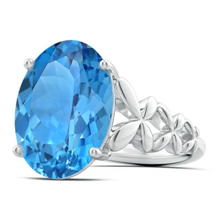 16.11x12.08x7.63mm AAAA GIA Certified Oval Swiss Blue Topaz Butterfly Cocktail Ring in White Gold