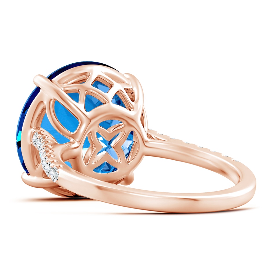15.14x15.01x9.20mm AAAA GIA Certified Round Swiss Blue Topaz Cathedral Ring with Diamonds in 18K Rose Gold Side 399
