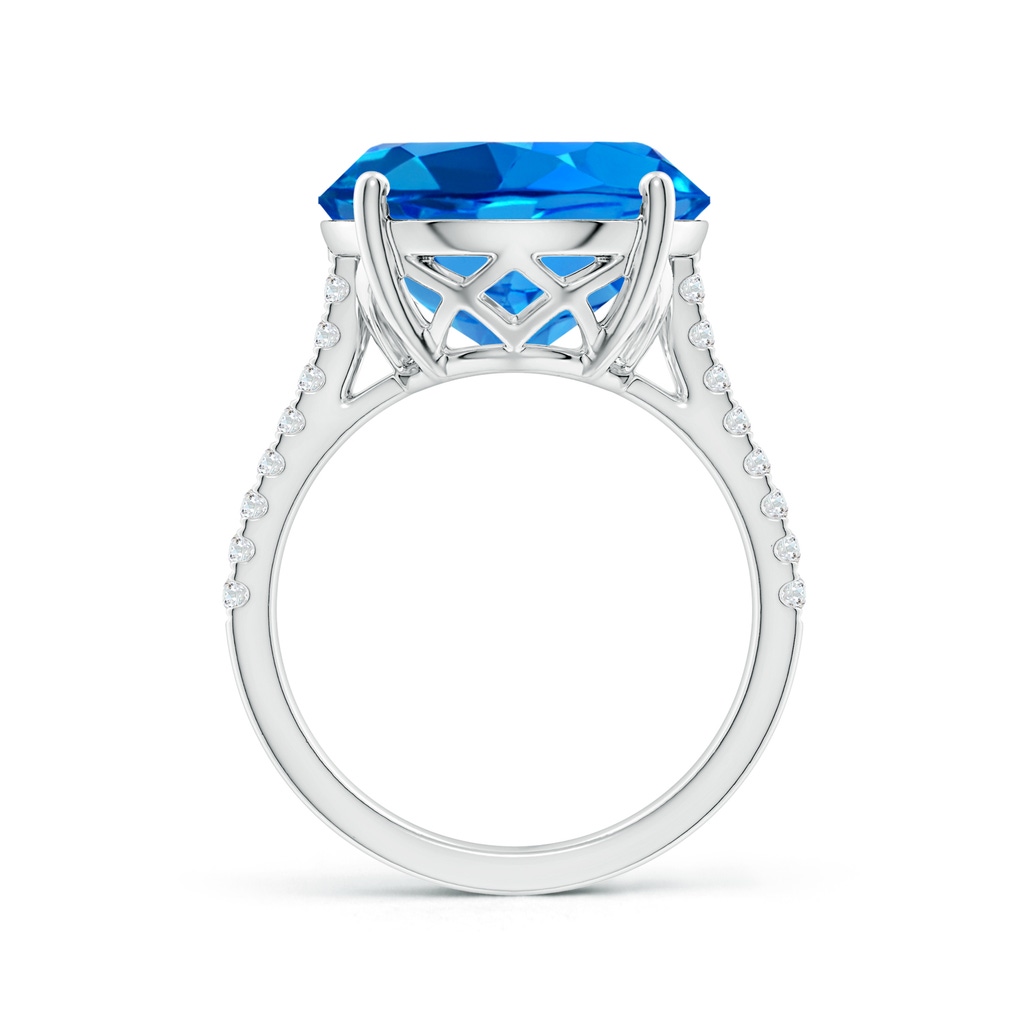 15.14x15.01x9.20mm AAAA GIA Certified Round Swiss Blue Topaz Cathedral Ring with Diamonds in White Gold Side 199