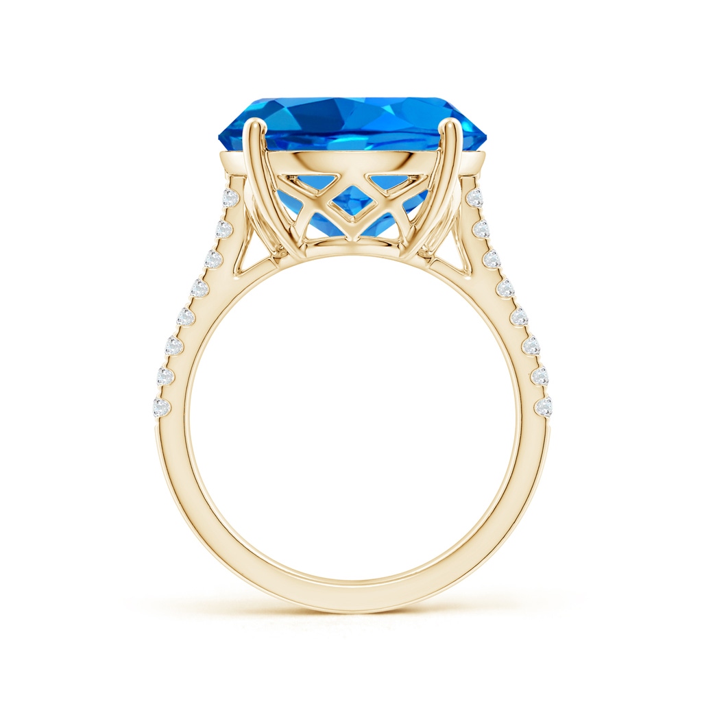 15.14x15.01x9.20mm AAAA GIA Certified Round Swiss Blue Topaz Cathedral Ring with Diamonds in Yellow Gold - side 199