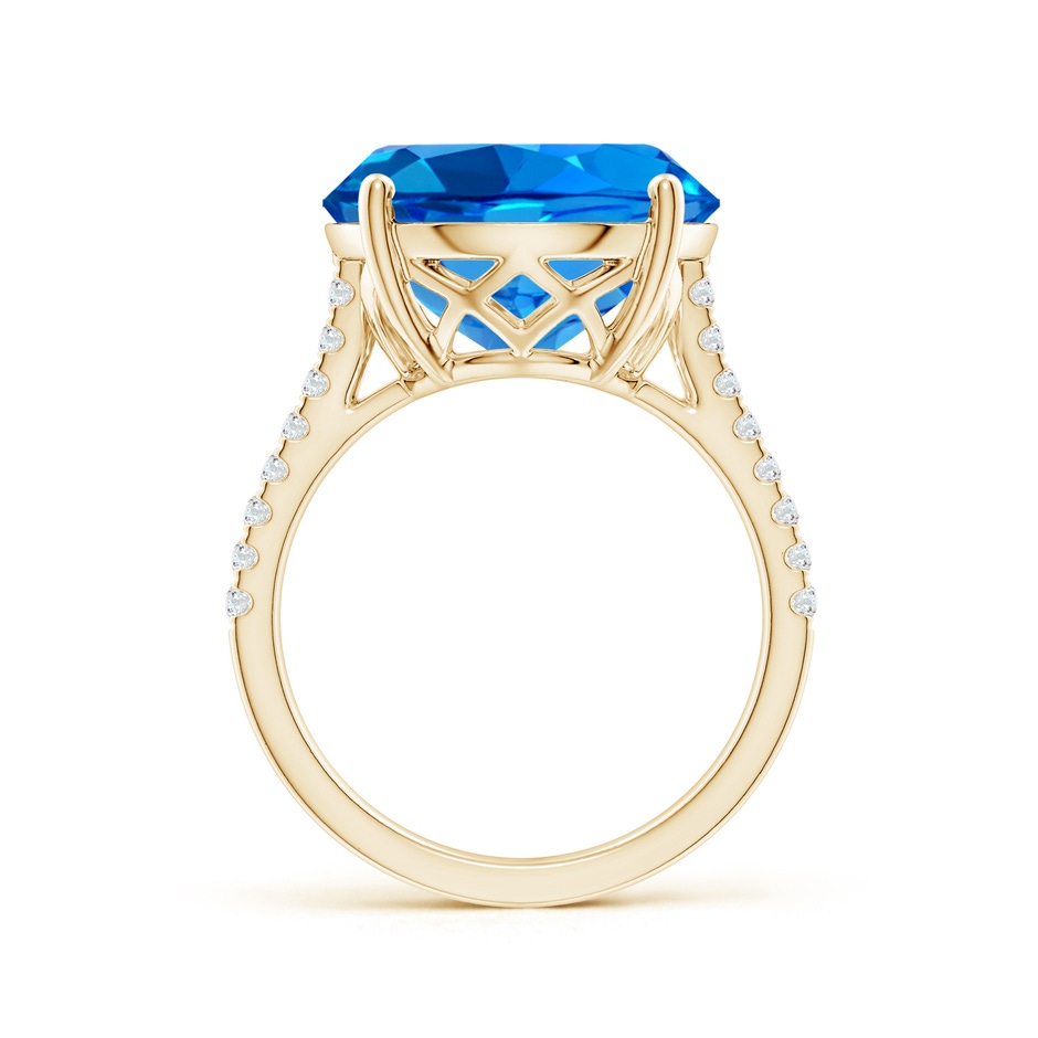 15.14x15.01x9.20mm AAAA GIA Certified Round Swiss Blue Topaz Cathedral Ring with Diamonds in Yellow Gold Side 199
