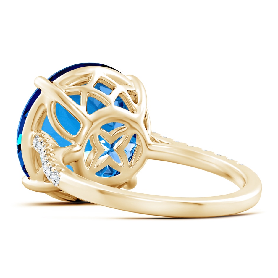 15.14x15.01x9.20mm AAAA GIA Certified Round Swiss Blue Topaz Cathedral Ring with Diamonds in Yellow Gold Side 399