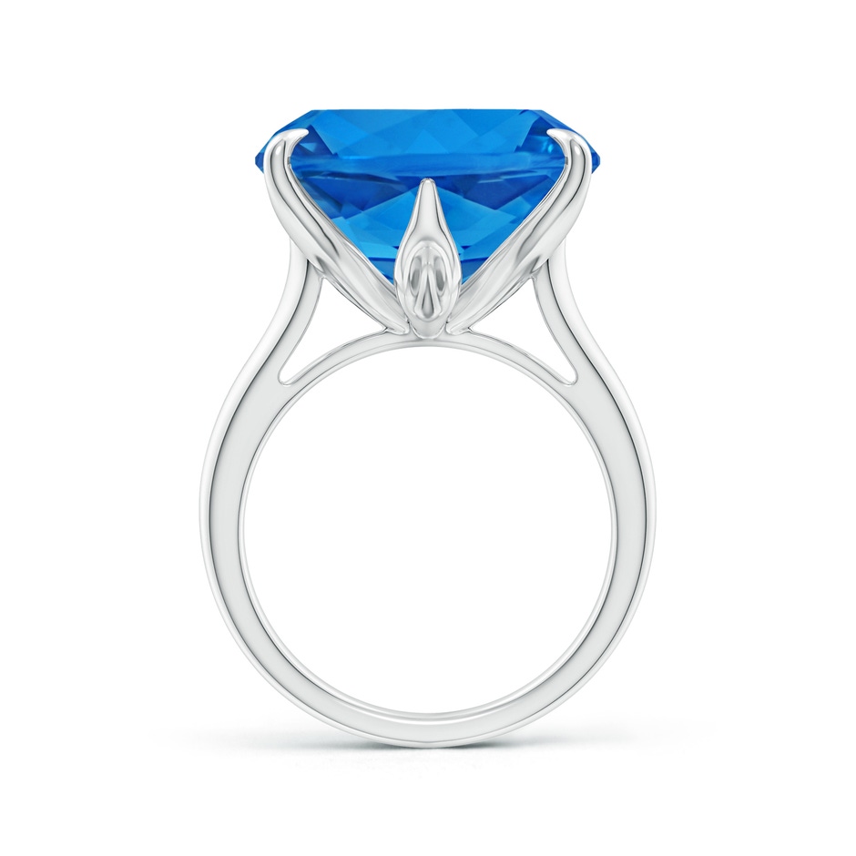 16.05x16.02x10.74mm AAAA Claw-Set GIA Certified Cushion Swiss Blue Topaz Solitaire Ring in 18K White Gold Side 399