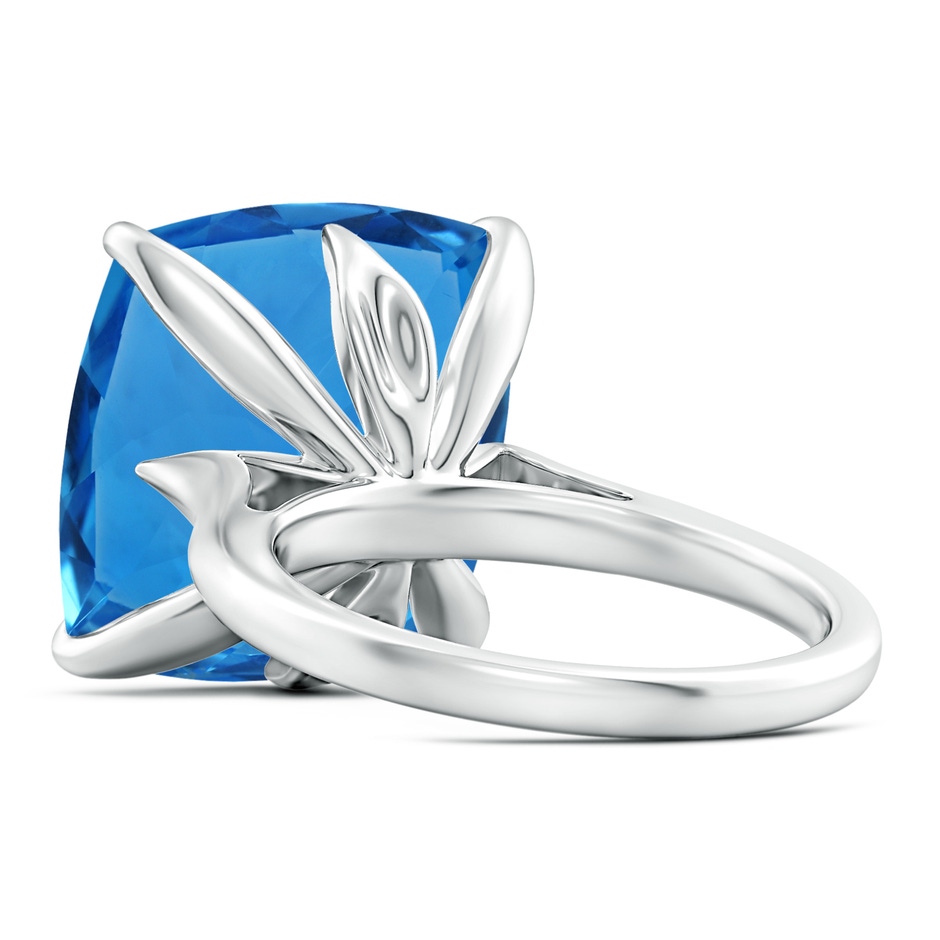 16.05x16.02x10.74mm AAAA Claw-Set GIA Certified Cushion Swiss Blue Topaz Solitaire Ring in 18K White Gold Side 499