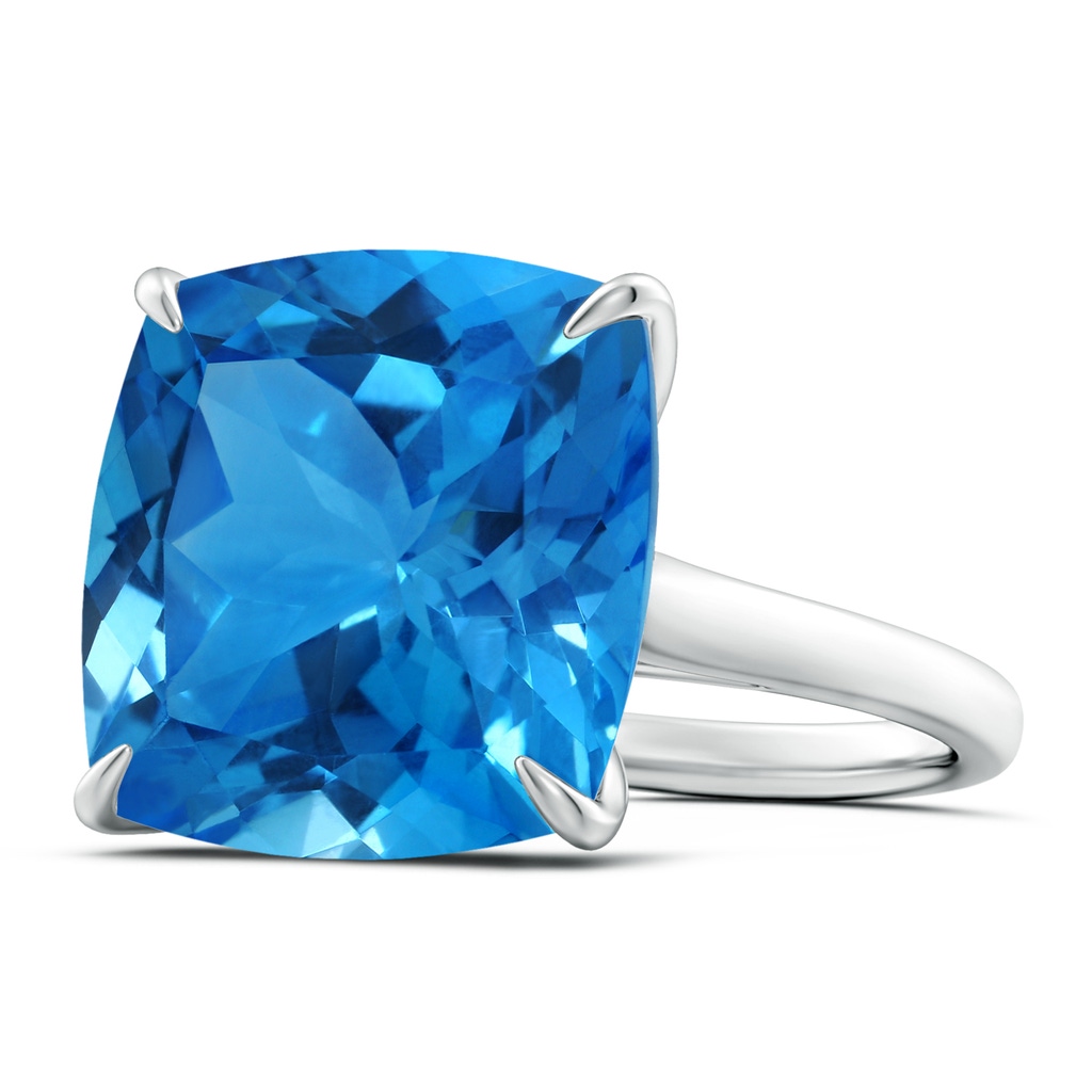 16.05x16.02x10.74mm AAAA Claw-Set GIA Certified Cushion Swiss Blue Topaz Solitaire Ring in White Gold Side 199
