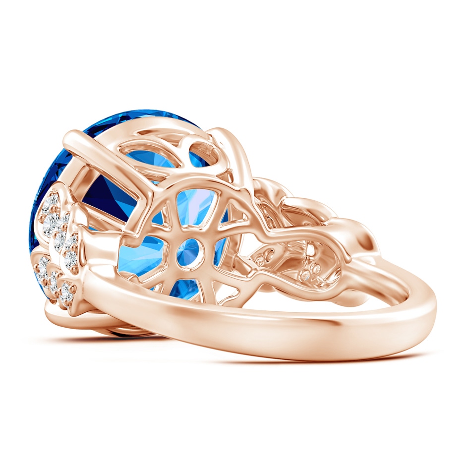 15.14x15.01x9.20mm AAAA GIA Certified Round Swiss Blue Topaz Ring with Diamond Leaf Motifs in Rose Gold side 399