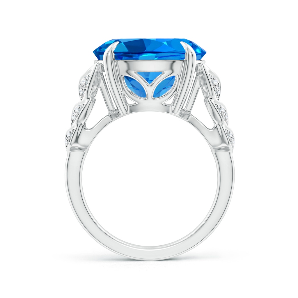 15.14x15.01x9.20mm AAAA GIA Certified Round Swiss Blue Topaz Ring with Diamond Leaf Motifs in White Gold - side 199