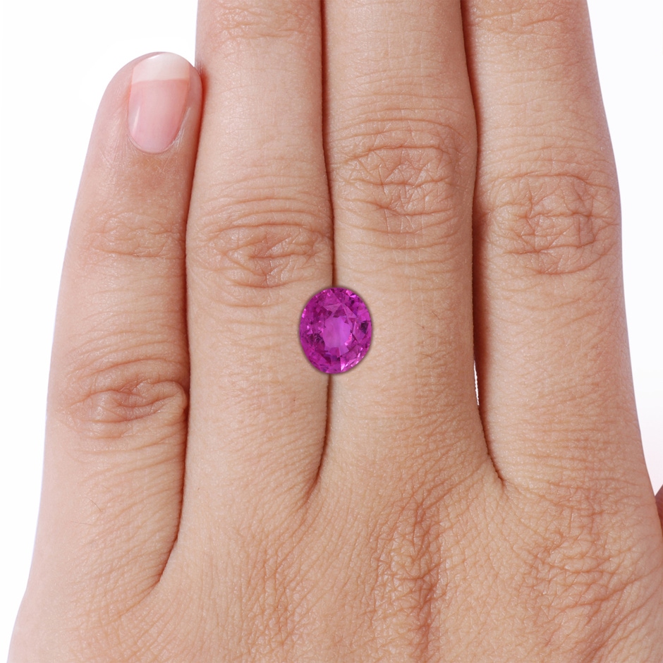 10.30x8.52x6.53mm AAA GIA Certified Oval Pink Sapphire Three Stone Ring with Diamonds in 18K White Gold stone-body