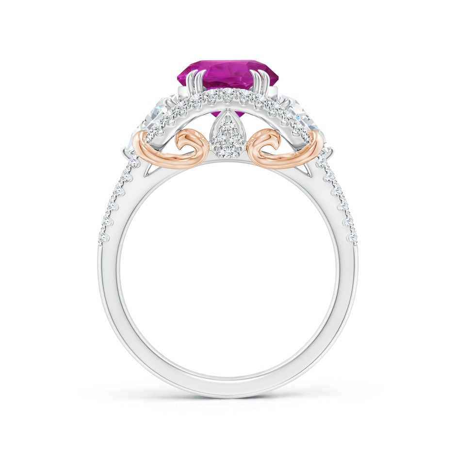 10.30x8.52x6.53mm AAA GIA Certified Oval Pink Sapphire Three Stone Ring with Diamonds in White Gold Rose Gold Side-1