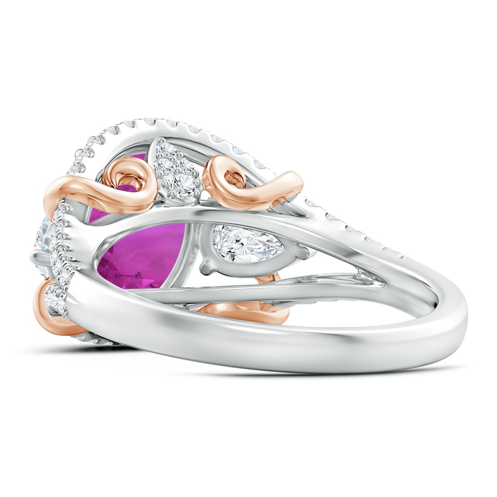 10.30x8.52x6.53mm AAA GIA Certified Oval Pink Sapphire Three Stone Ring with Diamonds in White Gold Rose Gold Side-2
