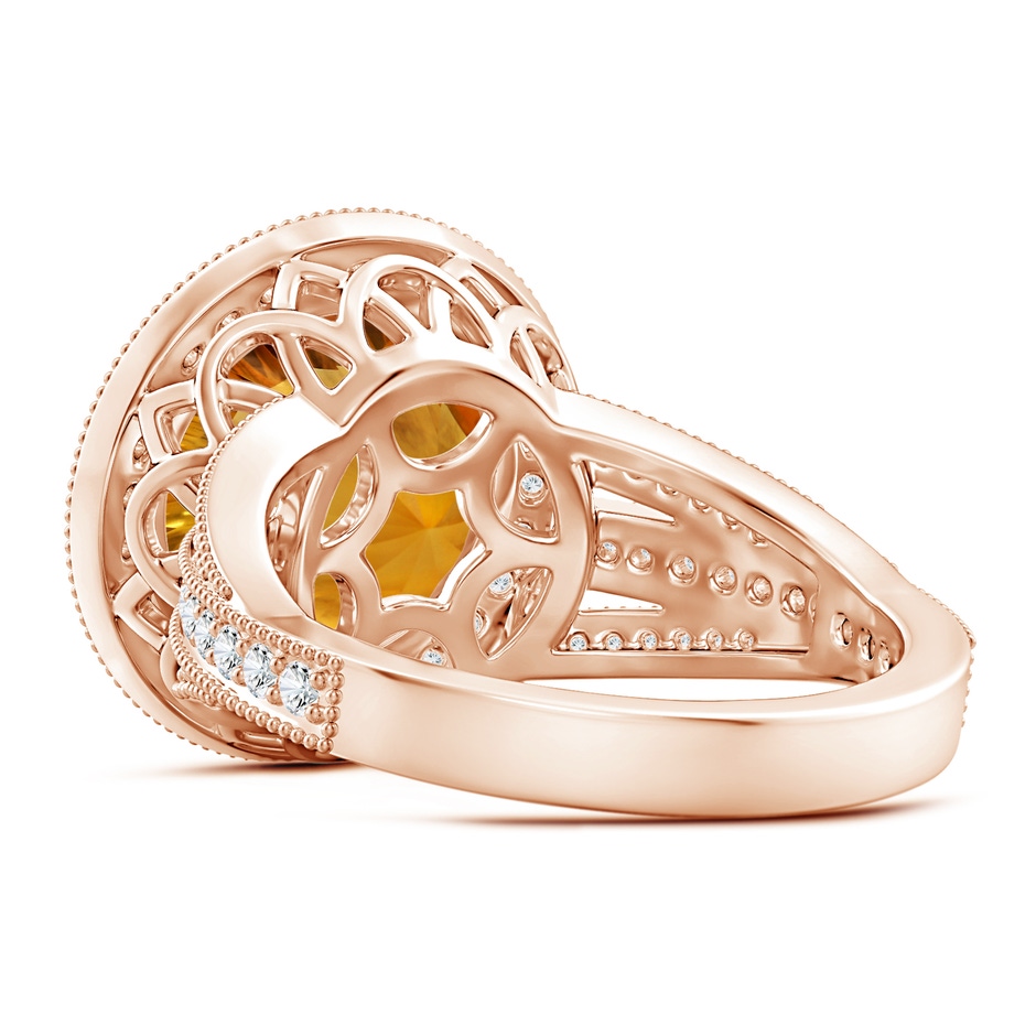 12.20x12.14x8.14mm AAAA GIA Certified Round Citrine Ring with Coffee Diamond Halo in Rose Gold side 399