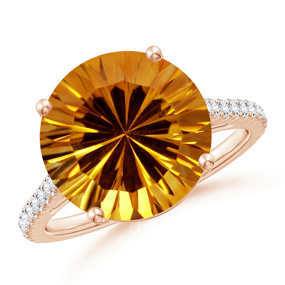 12.20x12.14x8.14mm AAAA GIA Certified Round Citrine Cocktail Ring with Floral Motif in Rose Gold 