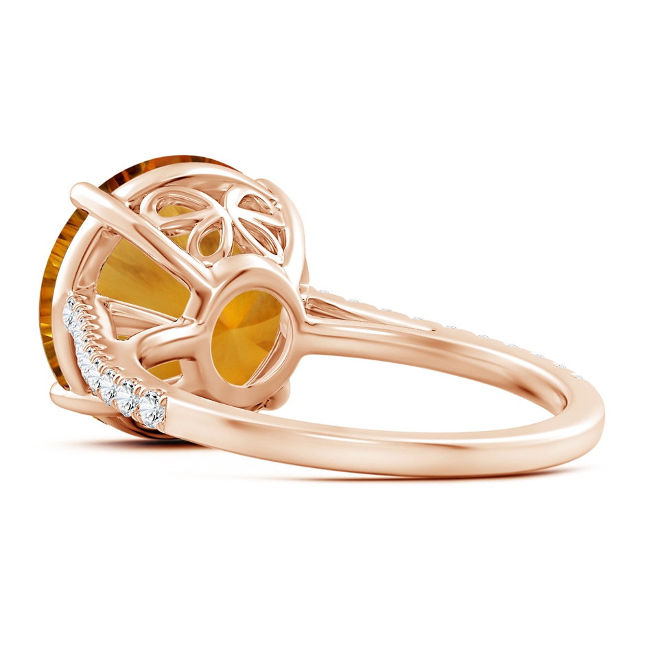 12.20x12.14x8.14mm AAAA GIA Certified Round Citrine Cocktail Ring with Floral Motif in Rose Gold side 399