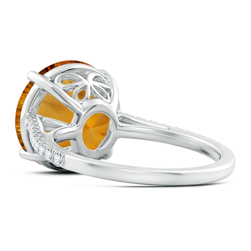 12.20x12.14x8.14mm AAAA GIA Certified Round Citrine Cocktail Ring with Floral Motif in White Gold Side 399