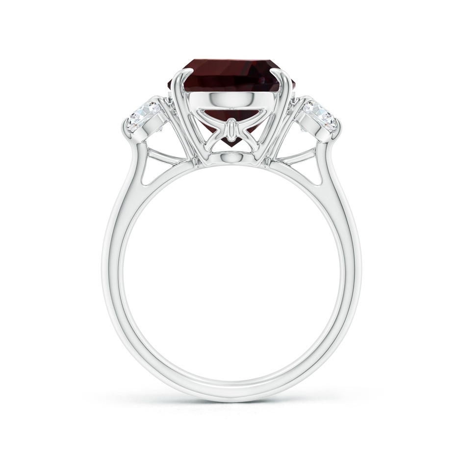 14.08x10.09x5.79mm AAA GIA Certified Garnet Three Stone Ring with Diamonds in 18K White Gold side 199