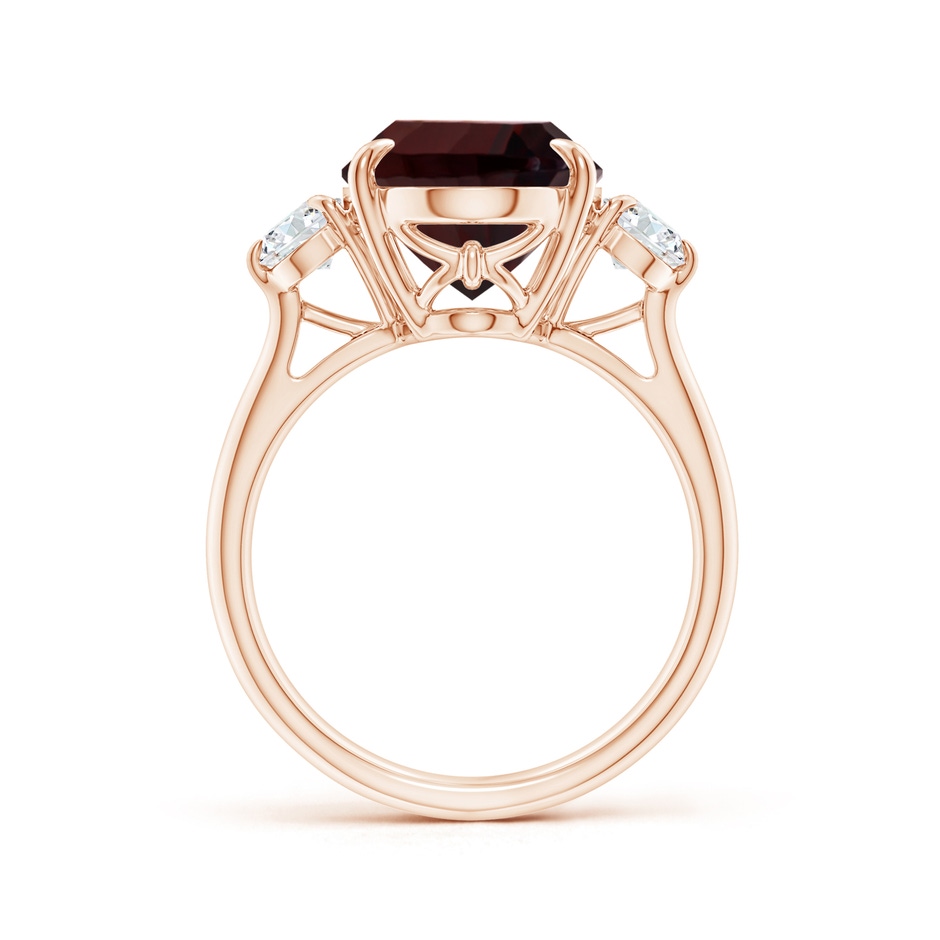 14.08x10.09x5.79mm AAA GIA Certified Garnet Three Stone Ring with Diamonds in Rose Gold side 199