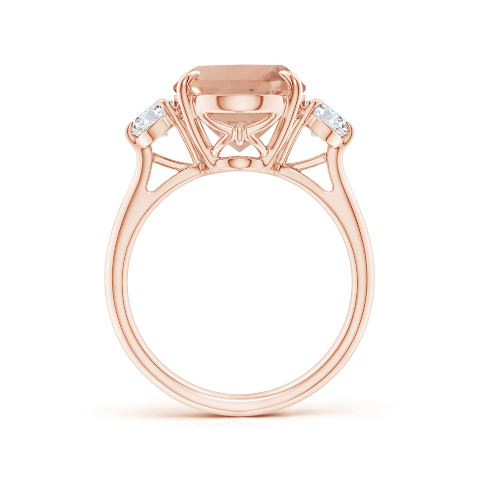 14.03x10.03x7.32mm AAAA GIA Certified Morganite Three Stone Ring with Diamond in 18K Rose Gold side 199