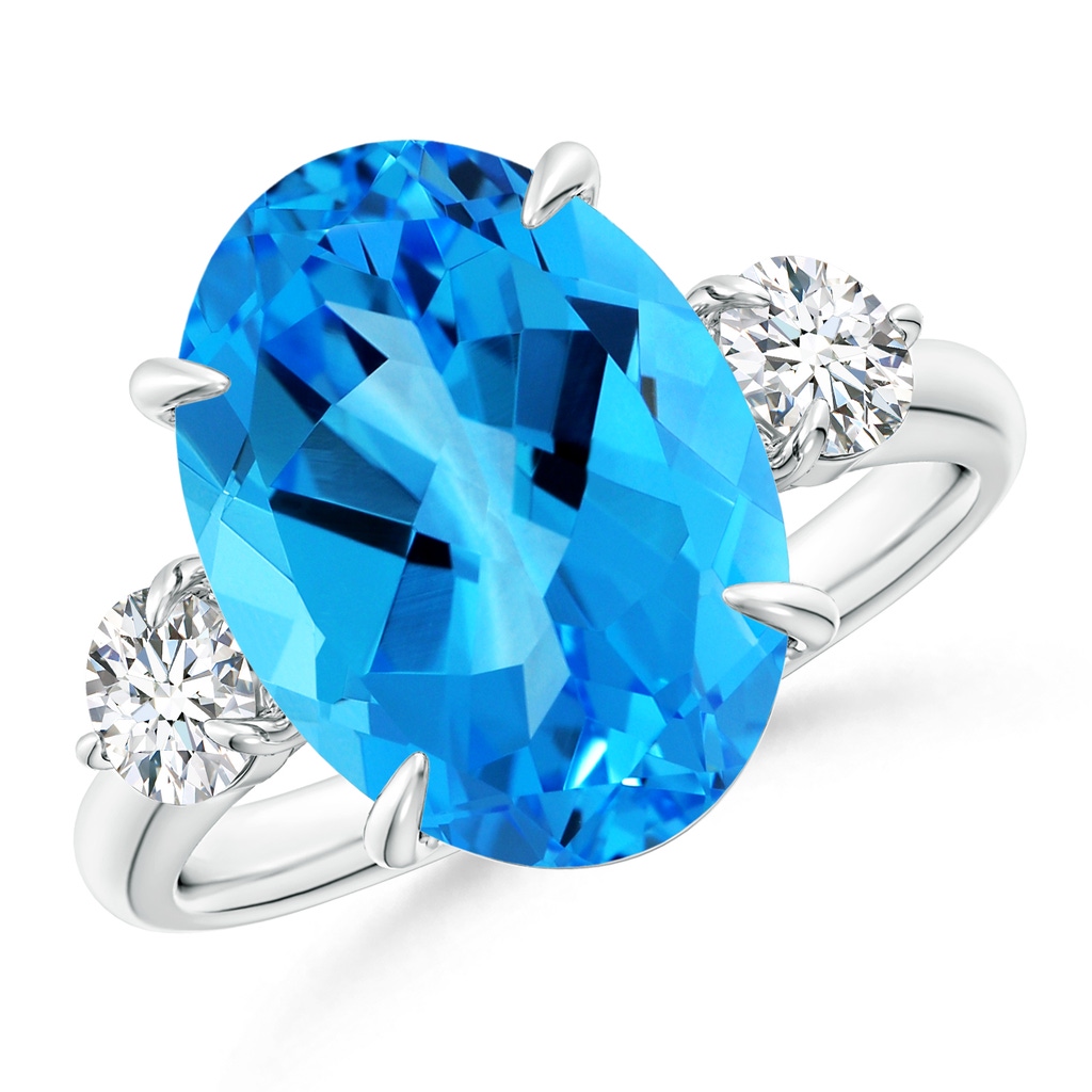 14.11x10.04x6.69mm AAA GIA Certified Swiss Blue Topaz Three Stone Ring with Diamond - 8.4 CT TW in White Gold - side 199