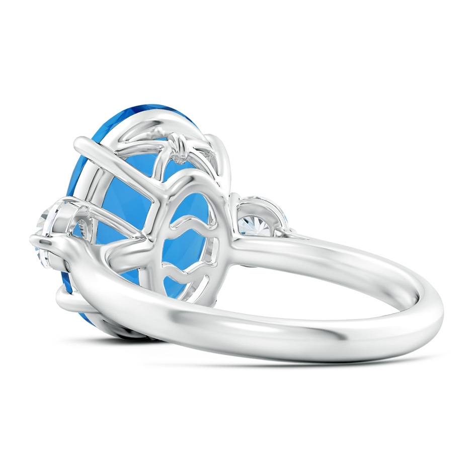 14.11x10.04x6.69mm AAA GIA Certified Swiss Blue Topaz Three Stone Ring with Diamond - 8.4 CT TW in White Gold side 499