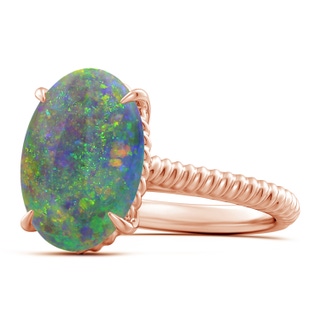 13.63x9.76x5.15mm AAA GIA Certified Oval Black Opal Twist Shank Ring in 18K Rose Gold