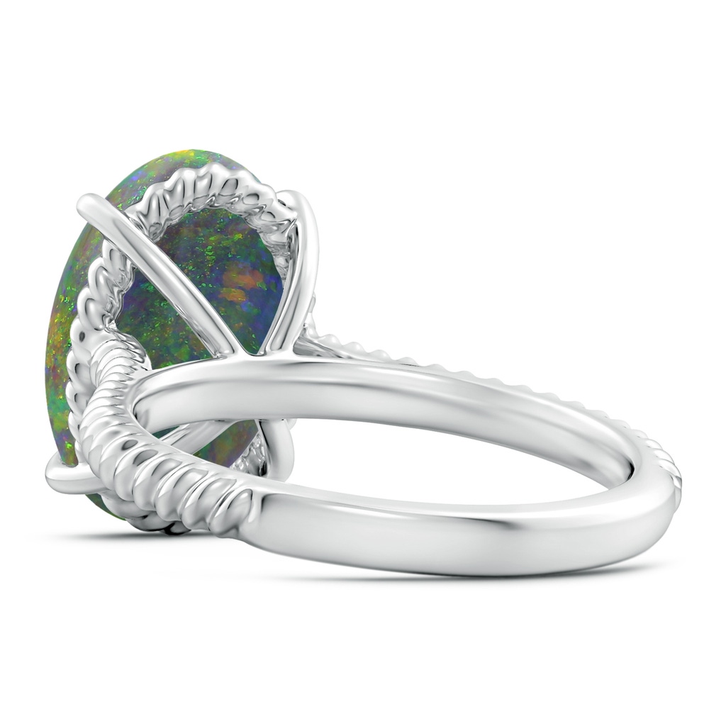 13.63x9.76x5.15mm AAA GIA Certified Oval Black Opal Twist Shank Ring in 18K White Gold Side 499