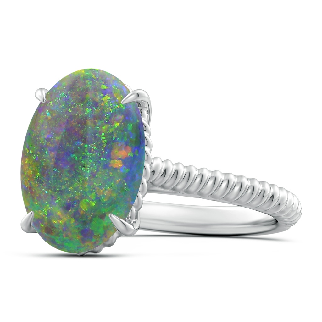 13.63x9.76x5.15mm AAA GIA Certified Oval Black Opal Twist Shank Ring in P950 Platinum