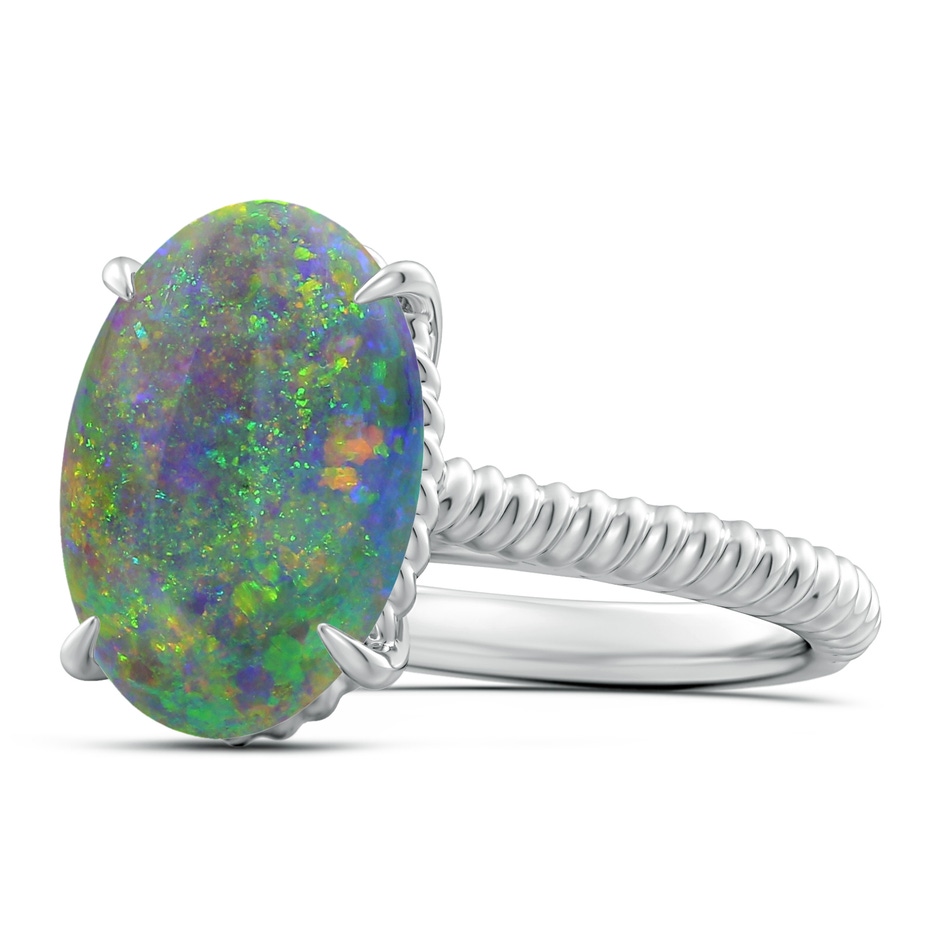 13.63x9.76x5.15mm AAA GIA Certified Oval Black Opal Twist Shank Ring in P950 Platinum 