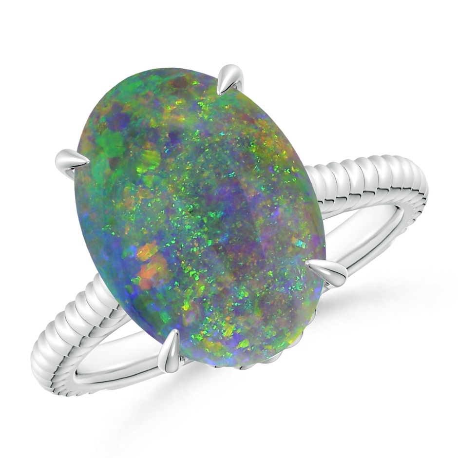 13.63x9.76x5.15mm AAA GIA Certified Oval Black Opal Twist Shank Ring in P950 Platinum Side 199