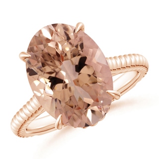 14.03x10.03x7.32mm AAAA GIA Certified Oval Morganite Twist Shank Ring in 9K Rose Gold