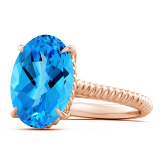 14.11x10.04x6.69mm AAA GIA Certified Oval Swiss Blue Topaz Twist Shank Ring - 8 CT TW in 10K Rose Gold