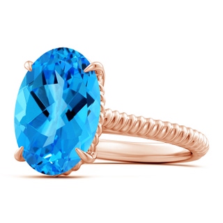 14.11x10.04x6.69mm AAA GIA Certified Oval Swiss Blue Topaz Twist Shank Ring - 8 CT TW in 18K Rose Gold