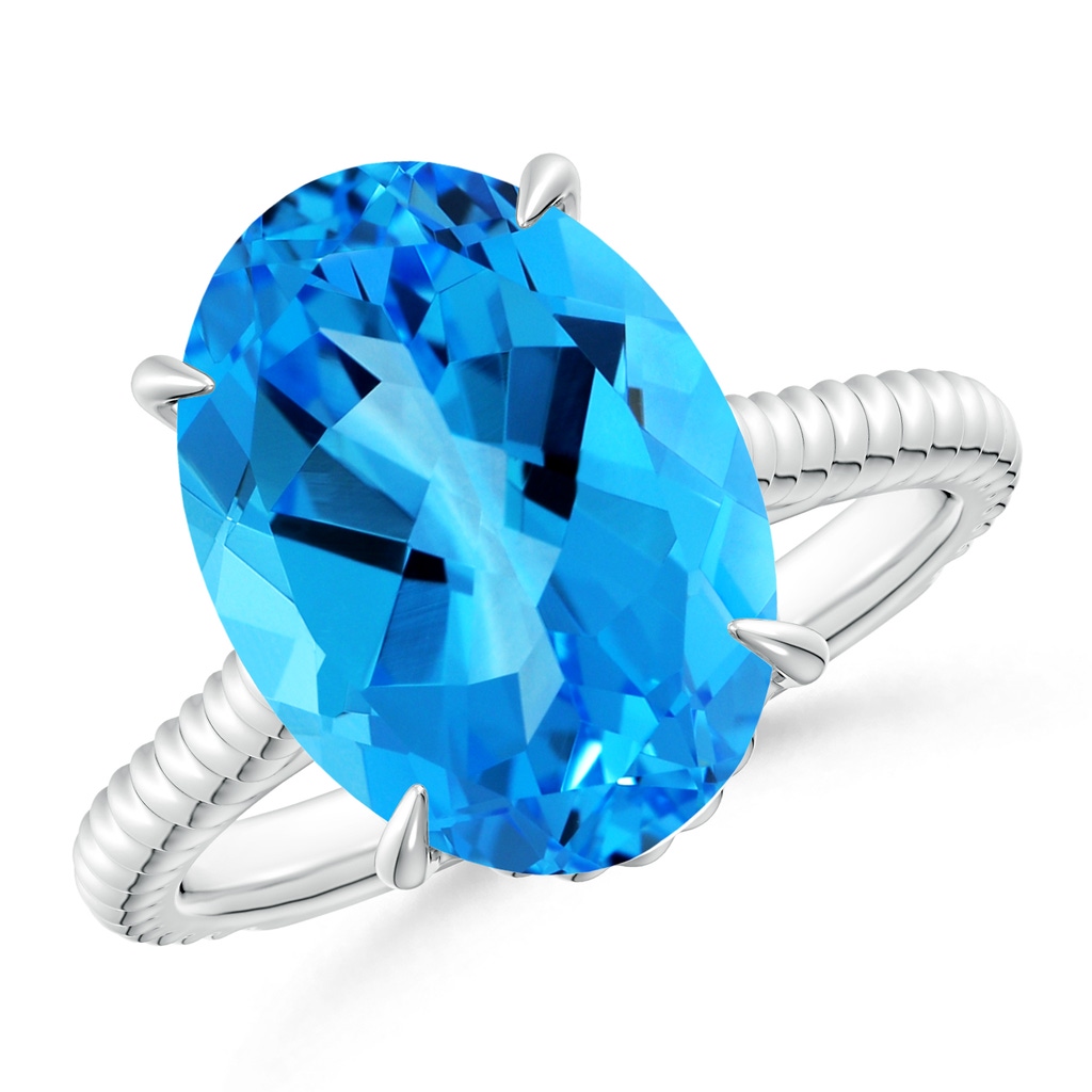 14.11x10.04x6.69mm AAA GIA Certified Oval Swiss Blue Topaz Twist Shank Ring - 8 CT TW in White Gold - side 199