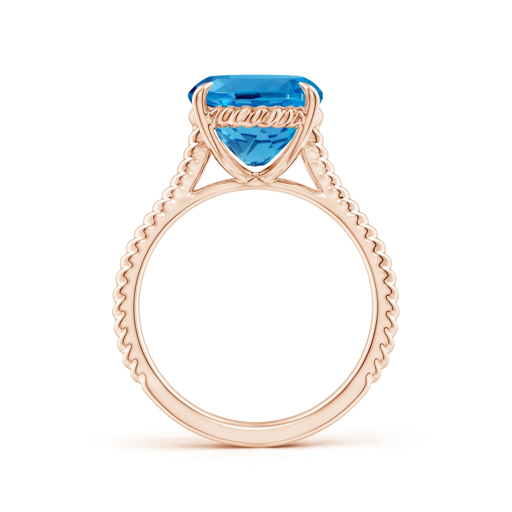 14.11x10.13x6.15mm AAA GIA Certified Oval Swiss Blue Topaz Twist Shank Ring. in Rose Gold Side 399
