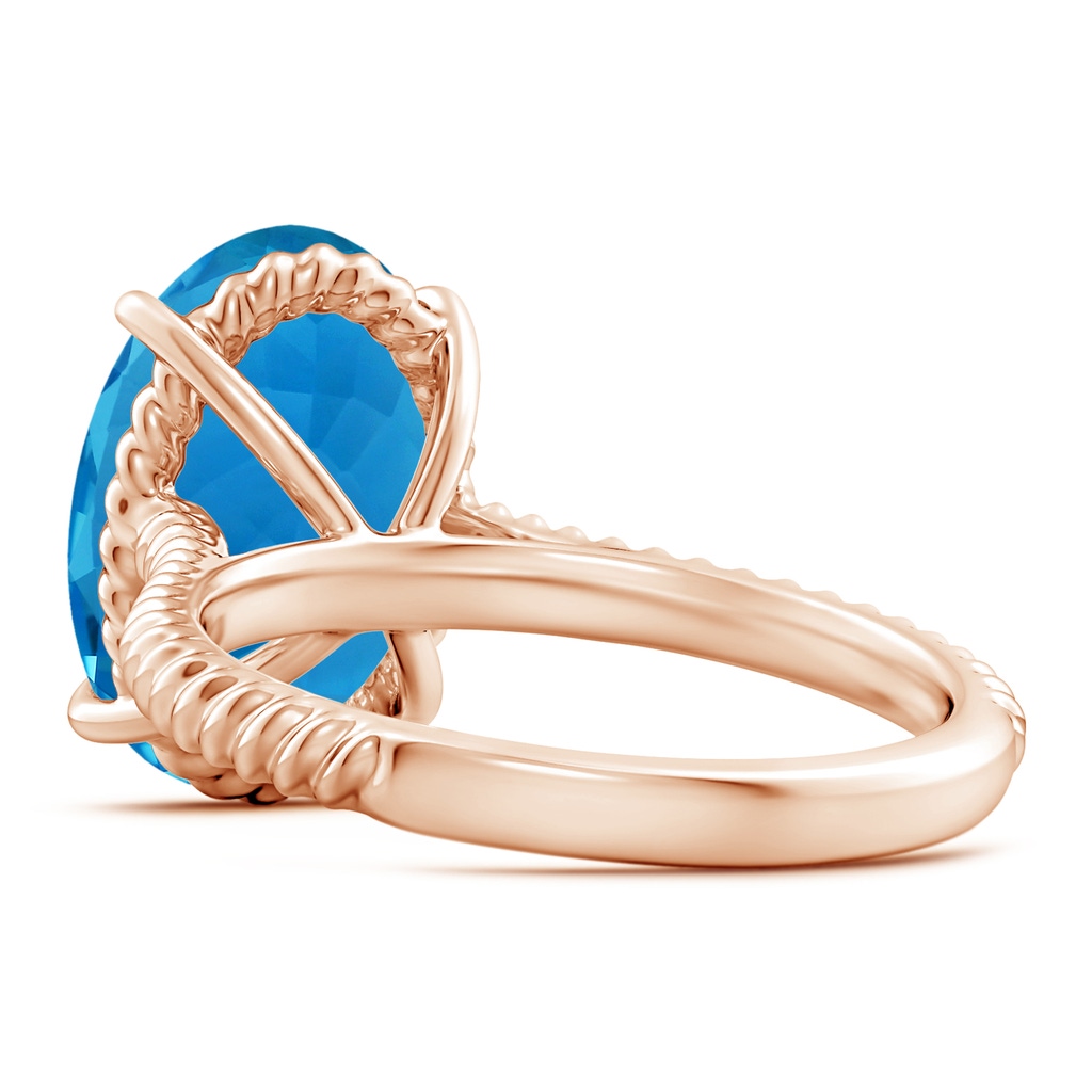 14.11x10.13x6.15mm AAA GIA Certified Oval Swiss Blue Topaz Twist Shank Ring. in Rose Gold Side 499