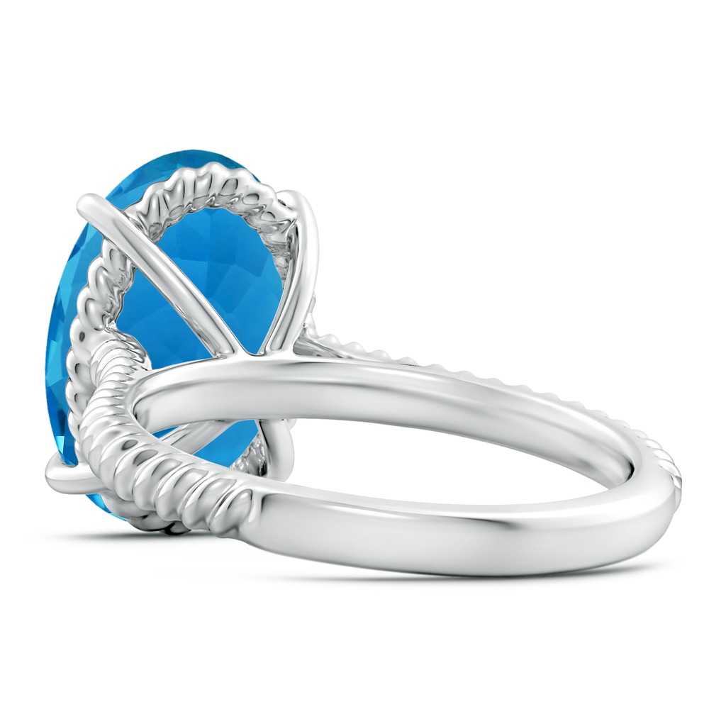 14.11x10.13x6.15mm AAA GIA Certified Oval Swiss Blue Topaz Twist Shank Ring. in White Gold Side 499