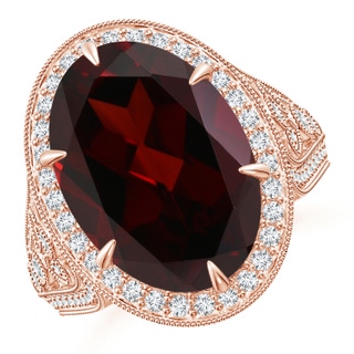 14.97x10.02x7.58mm A GIA Certified Oval Garnet Vintage Style Split Shank Ring in 18K Rose Gold