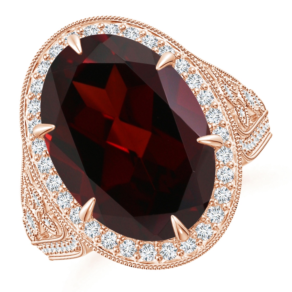 14.97x10.02x7.58mm A GIA Certified Oval Garnet Vintage Style Split Shank Ring in Rose Gold