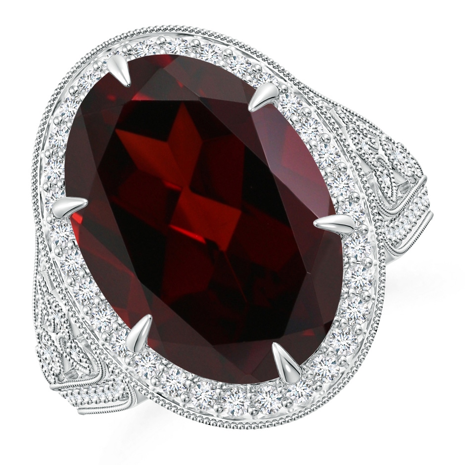 14.97x10.02x7.58mm A GIA Certified Oval Garnet Vintage Style Split Shank Ring in White Gold 