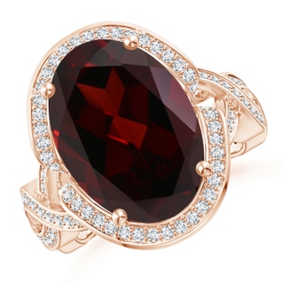 14.97x10.02x7.58mm A GIA Certified Oval Garnet Infinity Shank Ring with Halo in 10K Rose Gold