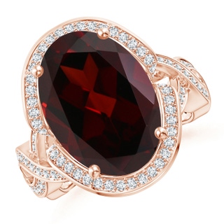 14.97x10.02x7.58mm A GIA Certified Oval Garnet Infinity Shank Ring with Halo in 18K Rose Gold