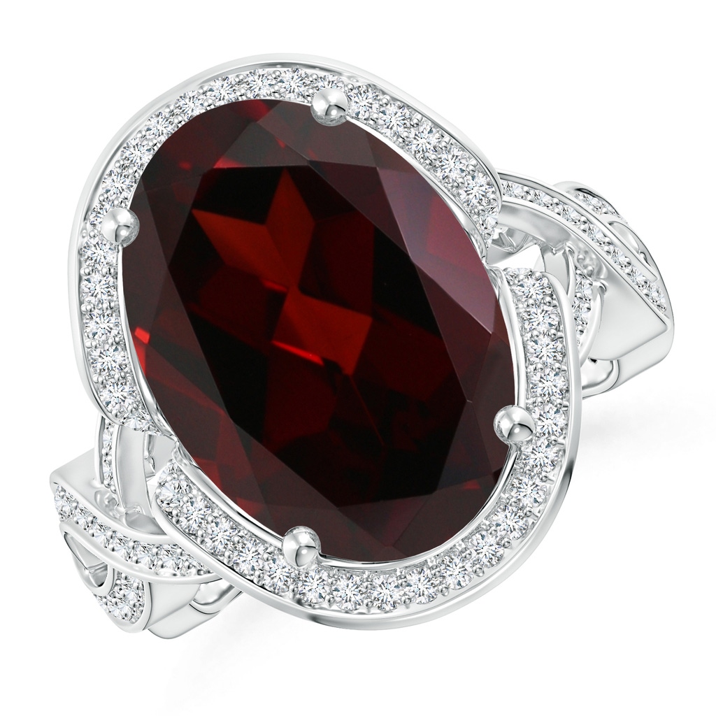 14.97x10.02x7.58mm A GIA Certified Oval Garnet Infinity Shank Ring with Halo in 18K White Gold